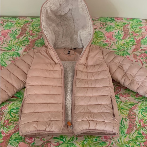 SAVE THE DUCK Light Pink Puffer Jacket with Hood - Picture 1 of 8